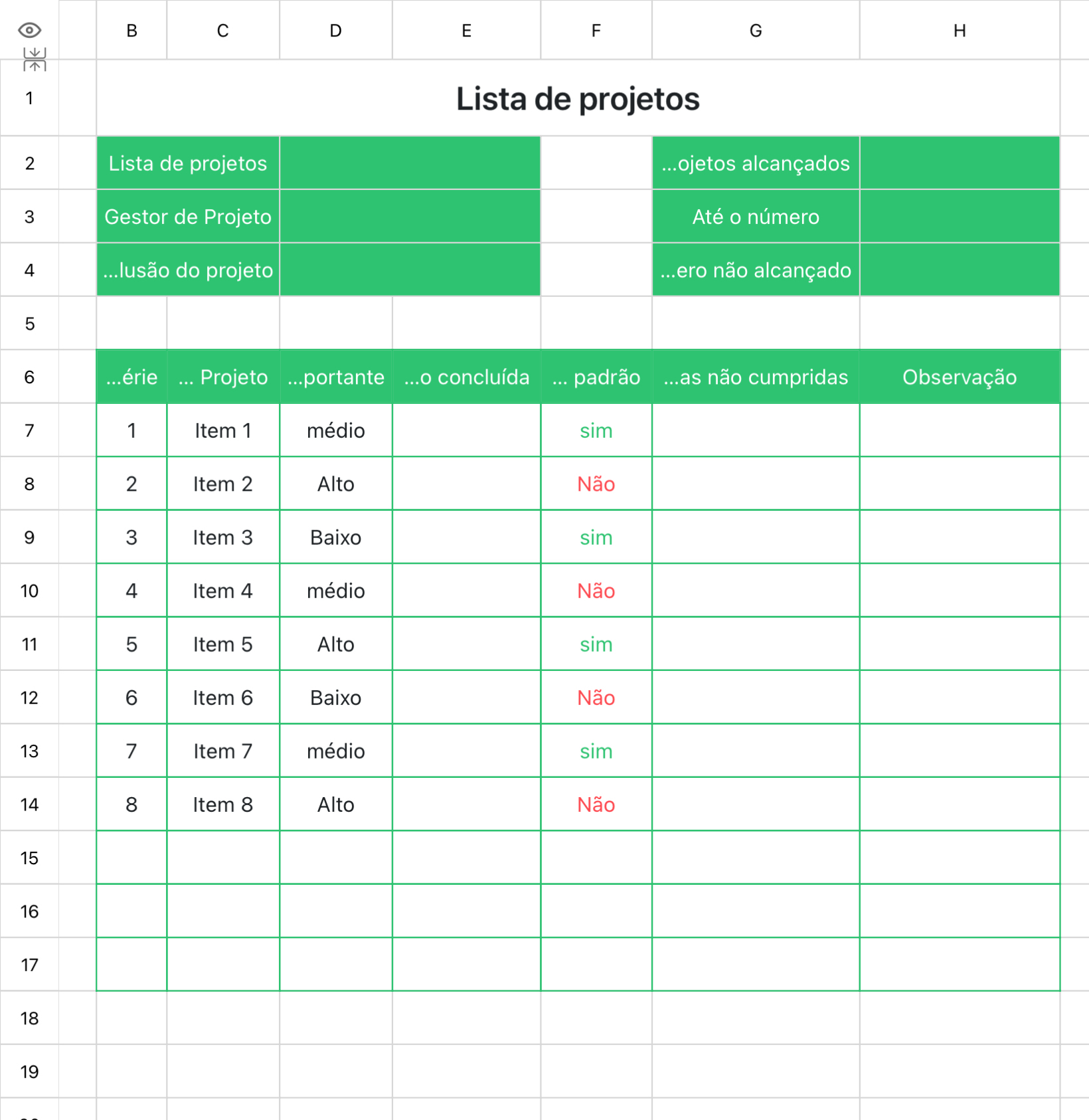 Lista de Projetos 2